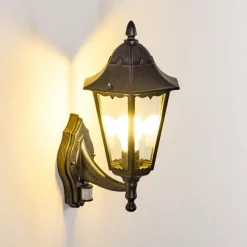 Luminaires Rustiques-hofstein Applique murale d'extérieur Esteli Noir, 1 lumière, Détecteur de mouvement