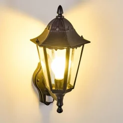 Luminaires Rustiques-hofstein Applique murale d'extérieur Esteli Noir, 1 lumière, Détecteur de mouvement