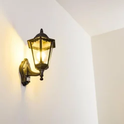 Luminaires Rustiques-hofstein Applique murale d'extérieur Esteli Noir, 1 lumière, Détecteur de mouvement