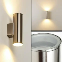 hofstein Applique murale d'extérieur Brachy LED Acier inoxydable, 2 lumières