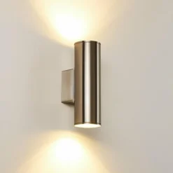 hofstein Applique murale d'extérieur Brachy LED Acier inoxydable, 2 lumières