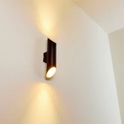 Lampes Dorées-hofstein Applique murale d'extérieur Saulcy LED Noir doré, 2 lumières