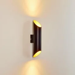 Lampes Dorées-hofstein Applique murale d'extérieur Saulcy LED Noir doré, 2 lumières