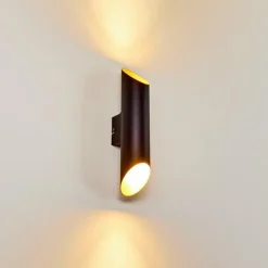 Lampes Dorées-hofstein Applique murale d'extérieur Saulcy LED Noir doré, 2 lumières