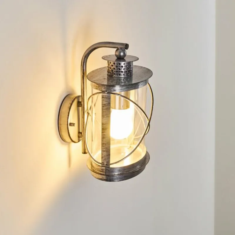 Luminaires Rustiques-hofstein Applique murale d'extérieur Chamesol Brun foncé, Argenté, 1 lumière