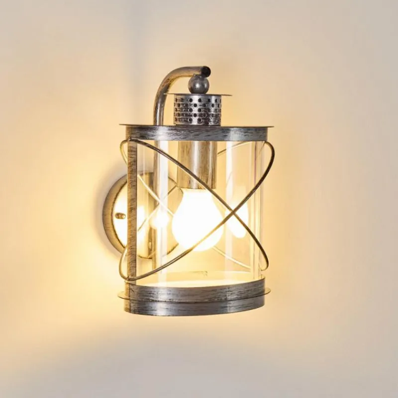 Luminaires Rustiques-hofstein Applique murale d'extérieur Chamesol Brun foncé, Argenté, 1 lumière