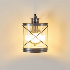 Luminaires Rustiques-hofstein Applique murale d'extérieur Chamesol Brun foncé, Argenté, 1 lumière