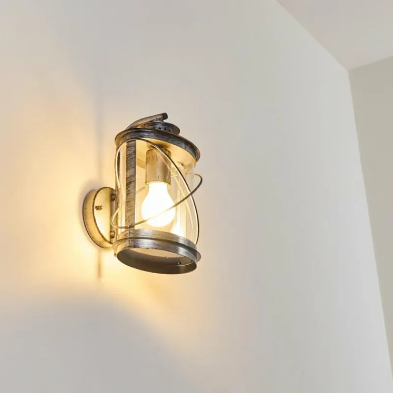 Luminaires Rustiques-hofstein Applique murale d'extérieur Chamesol Brun foncé, Argenté, 1 lumière