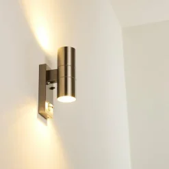 hofstein Applique murale d'extérieur Brachy Acier inoxydable, 2 lumières, Détecteur de mouvement