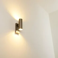 hofstein Applique murale d'extérieur Brachy Acier inoxydable, 2 lumières, Détecteur de mouvement