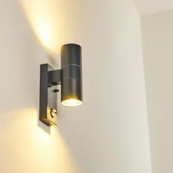 hofstein Applique murale d'extérieur Brachy Gris, 2 lumières, Détecteur de mouvement