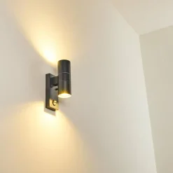 hofstein Applique murale d'extérieur Brachy Gris, 2 lumières, Détecteur de mouvement