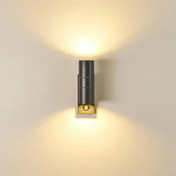 hofstein Applique murale d'extérieur Brachy Gris, 2 lumières, Détecteur de mouvement