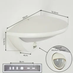 hofstein Applique murale d'extérieur Carano LED Blanc, 1 lumière, Détecteur de mouvement