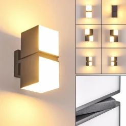 hofstein Applique murale d'extérieur Swanek LED Anthracite, 2 lumières