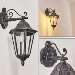 Luminaires Rustiques-hofstein Applique murale d'extérieur Lignac Noir, Argenté, 1 lumière