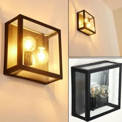 hofstein Applique murale d'extérieur Caudry Noir, 2 lumières