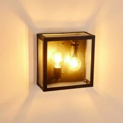 hofstein Applique murale d'extérieur Caudry Noir, 2 lumières