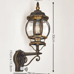 Luminaires Rustiques-hofstein Applique murale d'extérieur Lentua Brun doré, 1 lumière, Détecteur de mouvement