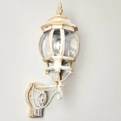 Luminaires Rustiques-hofstein Applique murale d'extérieur Lentua Or, Blanc, 1 lumière, Détecteur de mouvement