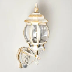 Luminaires Rustiques-hofstein Applique murale d'extérieur Lentua Or, Blanc, 1 lumière, Détecteur de mouvement