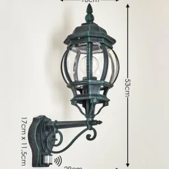 Luminaires Rustiques-hofstein Applique murale d'extérieur Lentua Vert, Noir, 1 lumière, Détecteur de mouvement
