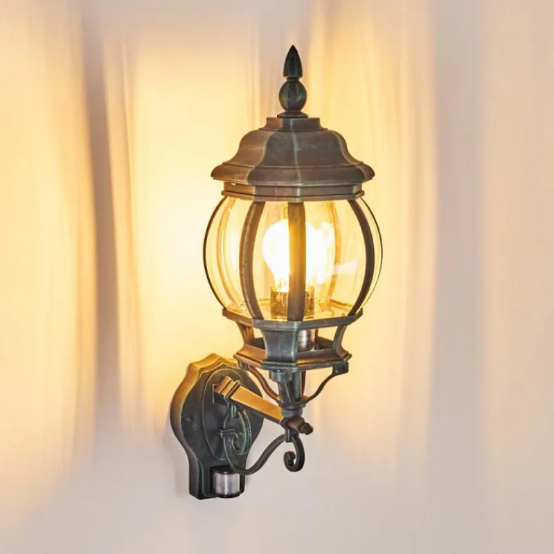 Luminaires Rustiques-hofstein Applique murale d'extérieur Lentua Vert, Noir, 1 lumière, Détecteur de mouvement