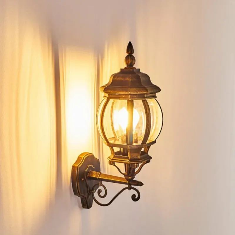 Luminaires Rustiques-hofstein Applique murale d'extérieur Lentua Brun doré, 1 lumière