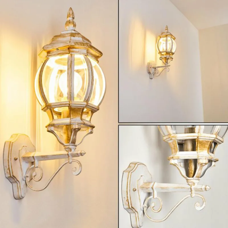 Luminaires Rustiques-hofstein Applique murale d'extérieur Lentua Or, Blanc, 1 lumière