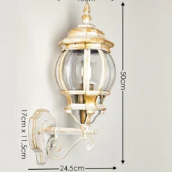 Luminaires Rustiques-hofstein Applique murale d'extérieur Lentua Or, Blanc, 1 lumière