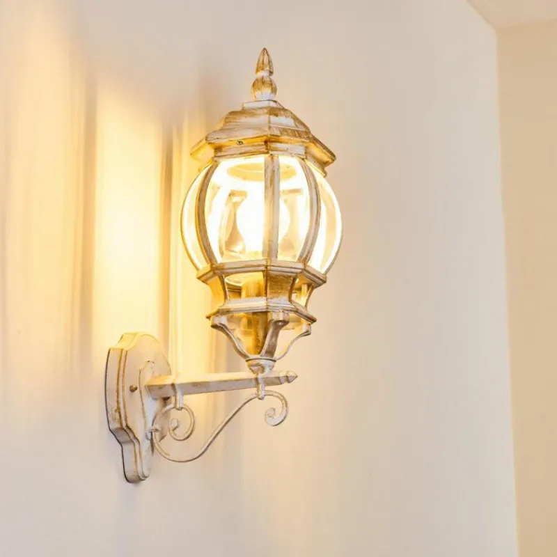 Luminaires Rustiques-hofstein Applique murale d'extérieur Lentua Or, Blanc, 1 lumière