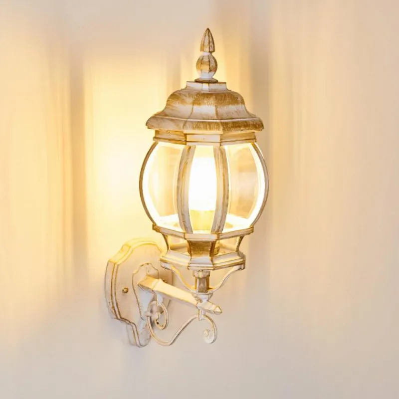 Luminaires Rustiques-hofstein Applique murale d'extérieur Lentua Or, Blanc, 1 lumière