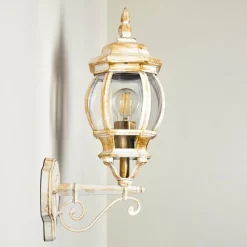 Luminaires Rustiques-hofstein Applique murale d'extérieur Lentua Or, Blanc, 1 lumière