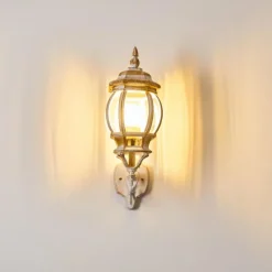 Luminaires Rustiques-hofstein Applique murale d'extérieur Lentua Or, Blanc, 1 lumière