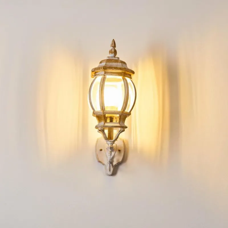 Luminaires Rustiques-hofstein Applique murale d'extérieur Lentua Or, Blanc, 1 lumière