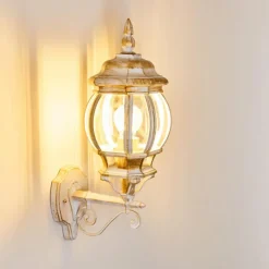 Luminaires Rustiques-hofstein Applique murale d'extérieur Lentua Or, Blanc, 1 lumière