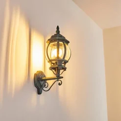 Luminaires Rustiques-hofstein Applique murale d'extérieur Lentua Vert, Noir, 1 lumière