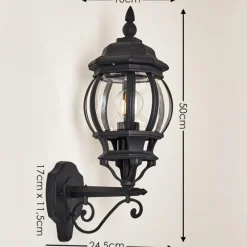 Luminaires Rustiques-hofstein Applique murale d'extérieur Lentua Noir, 1 lumière