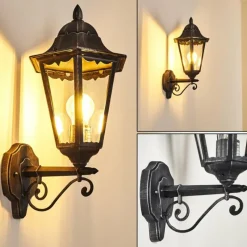 Luminaires Rustiques-hofstein Applique murale d'extérieur Lignac Noir, Argenté, 1 lumière