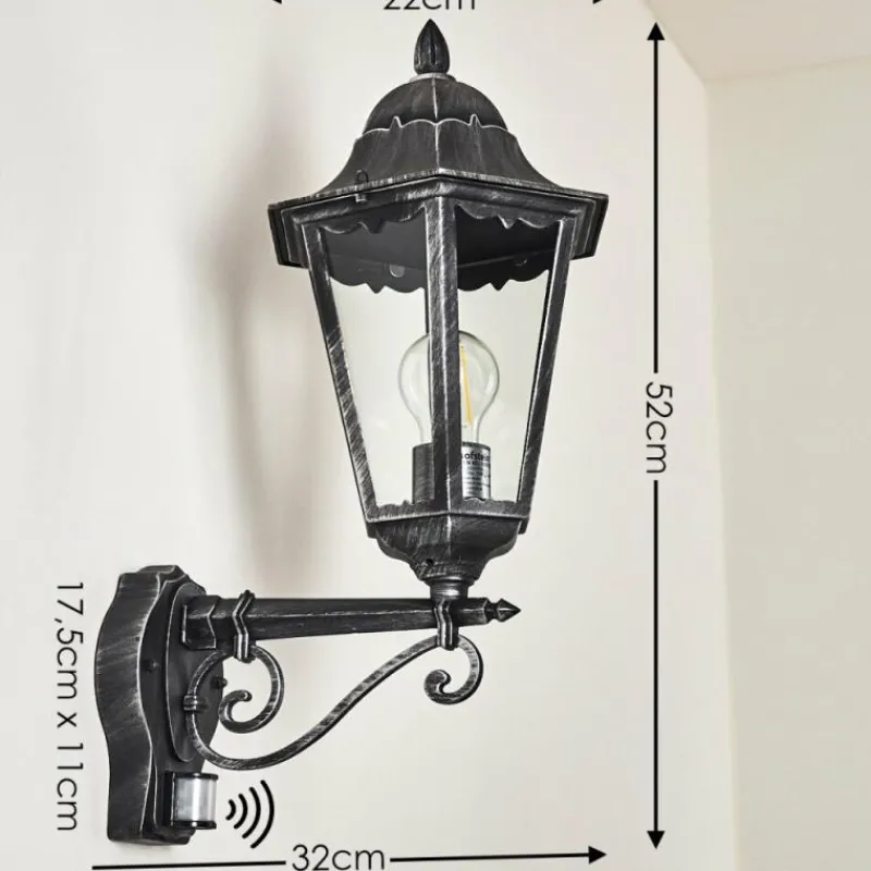 Luminaires Rustiques-hofstein Applique murale d'extérieur Lignac Noir, Argenté, 1 lumière
