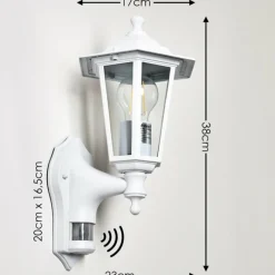 Luminaires Rustiques-hofstein Applique murale d'extérieur Loria Blanc, 1 lumière, Détecteur de mouvement