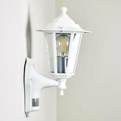 Luminaires Rustiques-hofstein Applique murale d'extérieur Loria Blanc, 1 lumière, Détecteur de mouvement