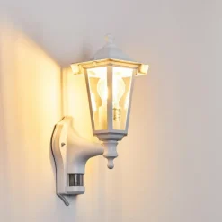 Luminaires Rustiques-hofstein Applique murale d'extérieur Loria Blanc, 1 lumière, Détecteur de mouvement