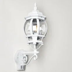 Luminaires Rustiques-hofstein Applique murale d'extérieur Lentua Blanc, 1 lumière, Détecteur de mouvement