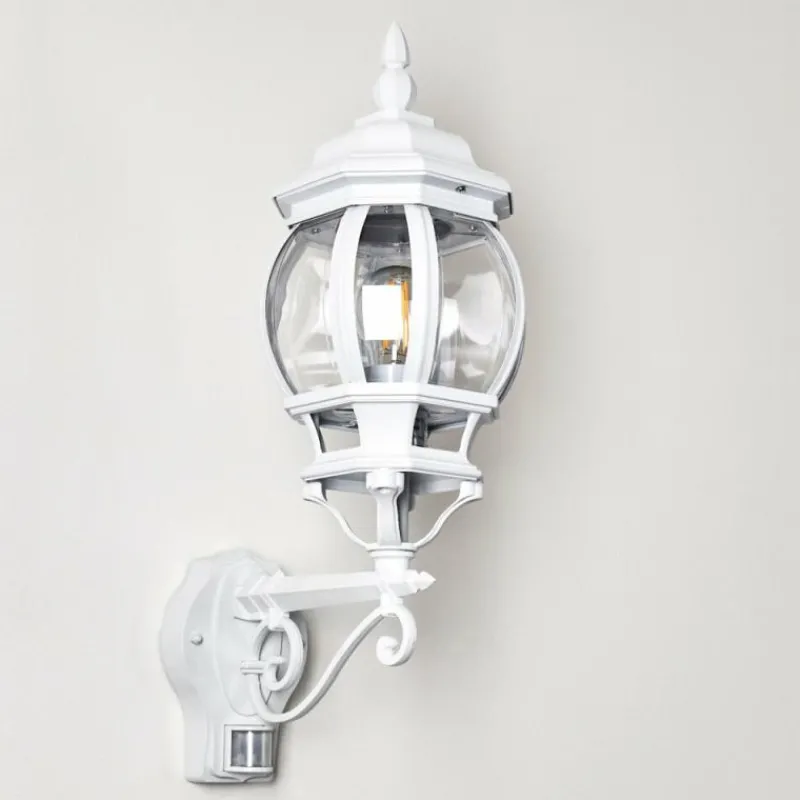 Luminaires Rustiques-hofstein Applique murale d'extérieur Lentua Blanc, 1 lumière, Détecteur de mouvement