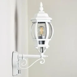 Luminaires Rustiques-hofstein Applique murale d'extérieur Lentua Blanc, 1 lumière, Détecteur de mouvement