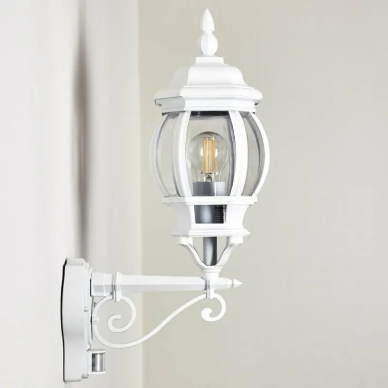 Luminaires Rustiques-hofstein Applique murale d'extérieur Lentua Blanc, 1 lumière, Détecteur de mouvement