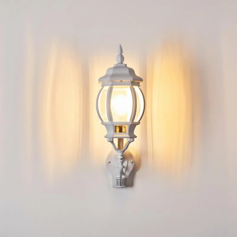 Luminaires Rustiques-hofstein Applique murale d'extérieur Lentua Blanc, 1 lumière, Détecteur de mouvement