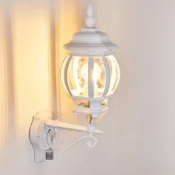 Luminaires Rustiques-hofstein Applique murale d'extérieur Lentua Blanc, 1 lumière, Détecteur de mouvement