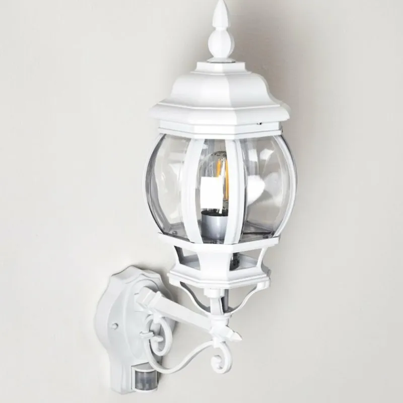 Luminaires Rustiques-hofstein Applique murale d'extérieur Lentua Blanc, 1 lumière, Détecteur de mouvement